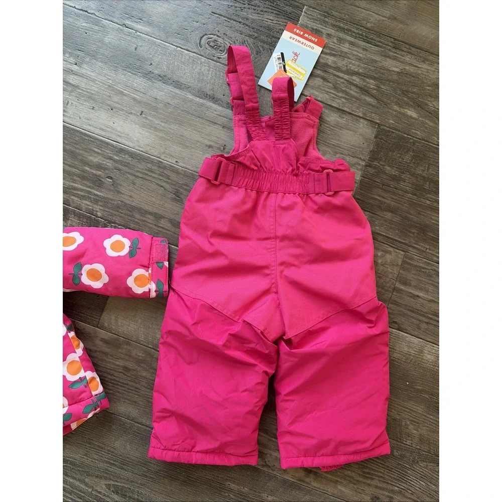 Cat & Jack Baby Girl 12 Months Snow Suit Pink 3-in-1 Jacket Snow winter Bib